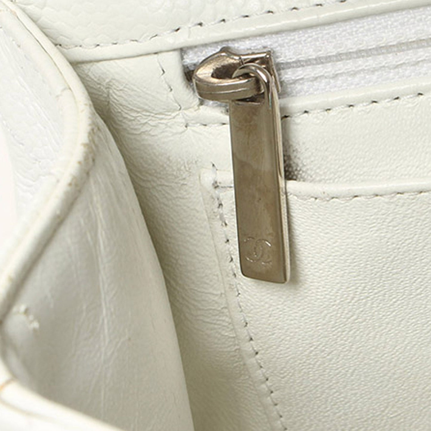 Jumbo Classic Caviar Leather Flap Bag in White with SHW