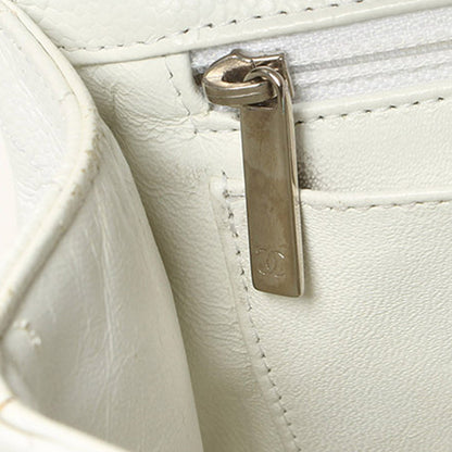 Jumbo Classic Caviar Leather Flap Bag in White with SHW