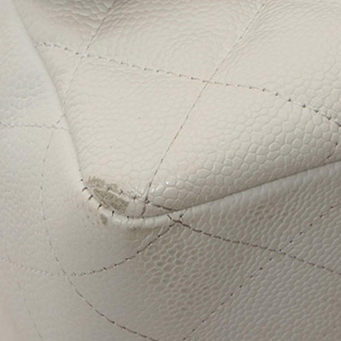 Jumbo Classic Caviar Leather Flap Bag in White with SHW