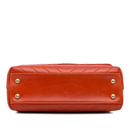 Red Chanel Small Lambskin Chevron Coco Top Handle Bag Satchel