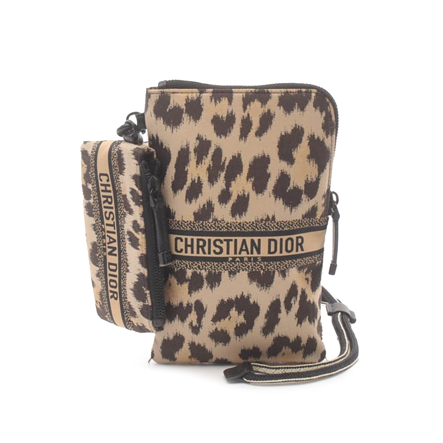 Mizza Embroidered Canvas Leopard DiorTravel Multifunction Pouch