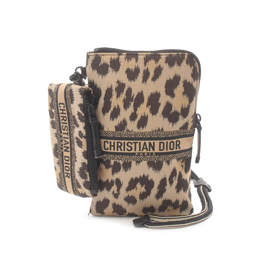 Mizza Embroidered Canvas Leopard DiorTravel Multifunction Pouch