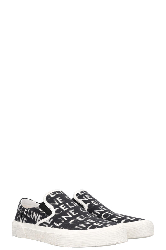 CELINE Logo Flats Black White