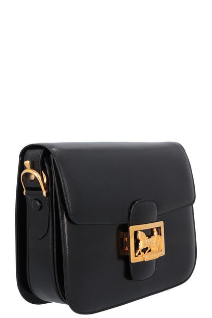 CELINE Vintage Horse Carriage Crossbody Bag Black Box