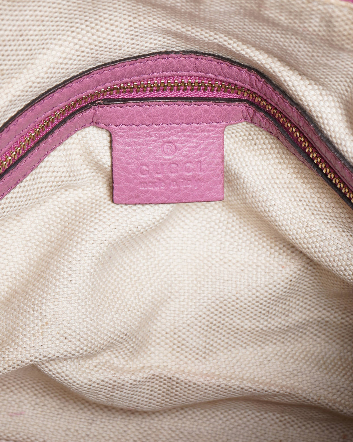 Gucci  Pink Pebbled Leather Soho Boston Bag