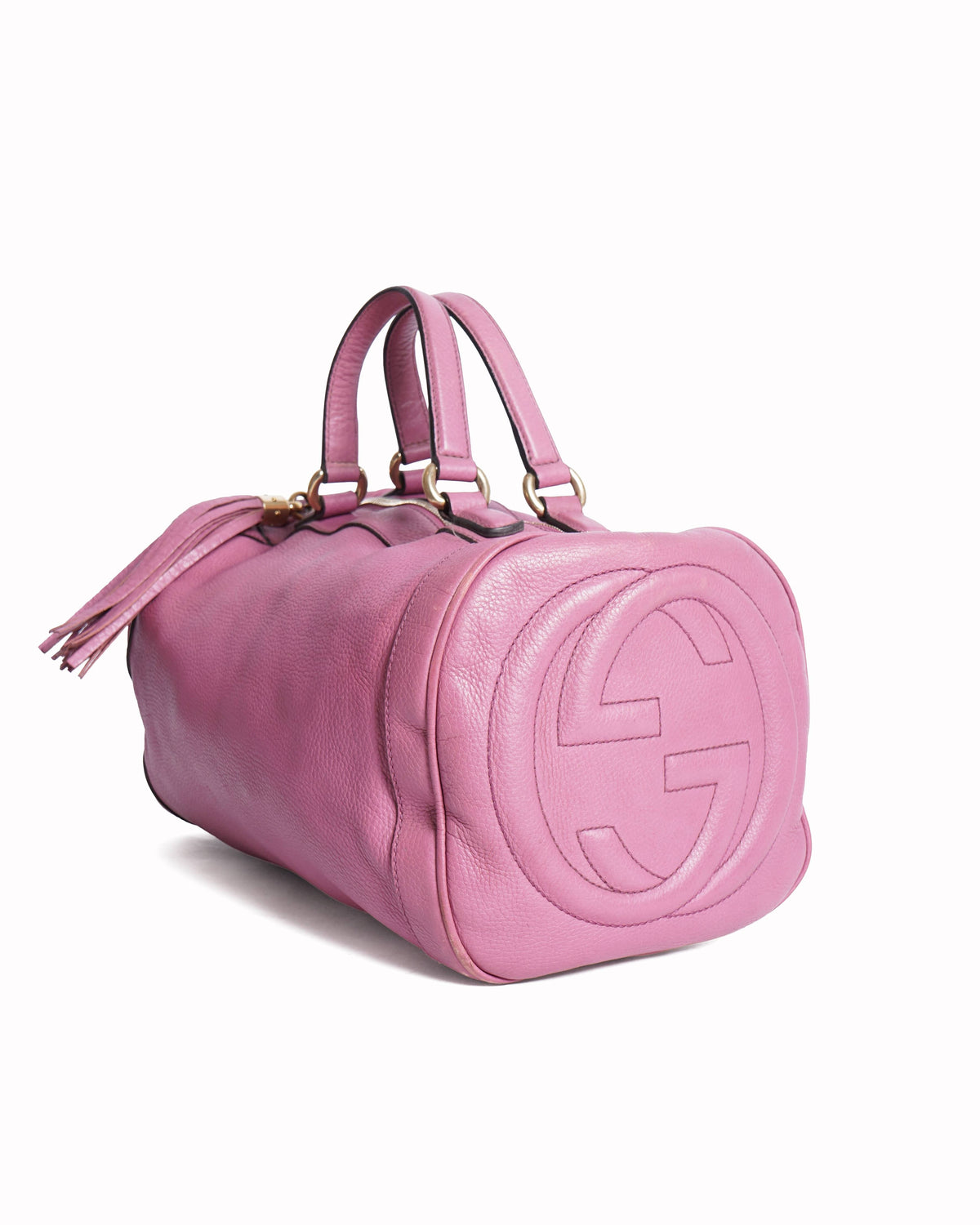 Gucci  Pink Pebbled Leather Soho Boston Bag