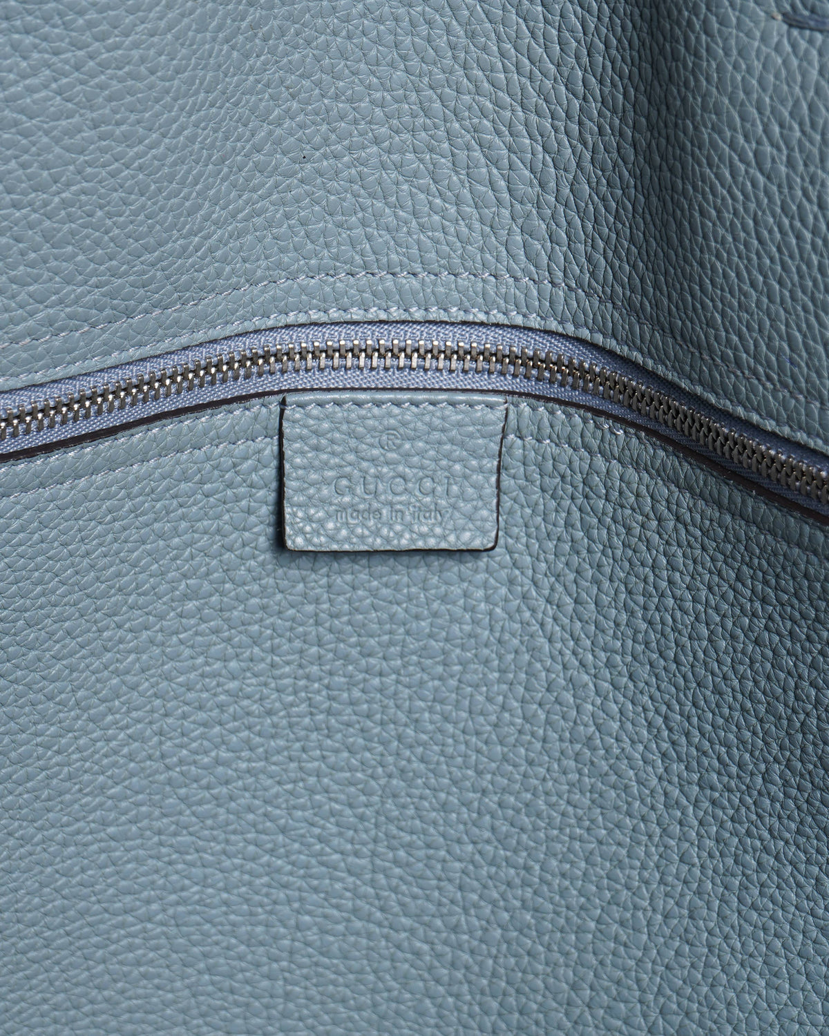 Gucci  Light Blue Pebbled Leather Soft Jackie Large Top Handle Bag