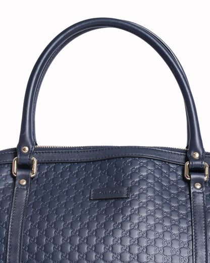 Gucci micro-guccissima leather large dome satchel in navy blue