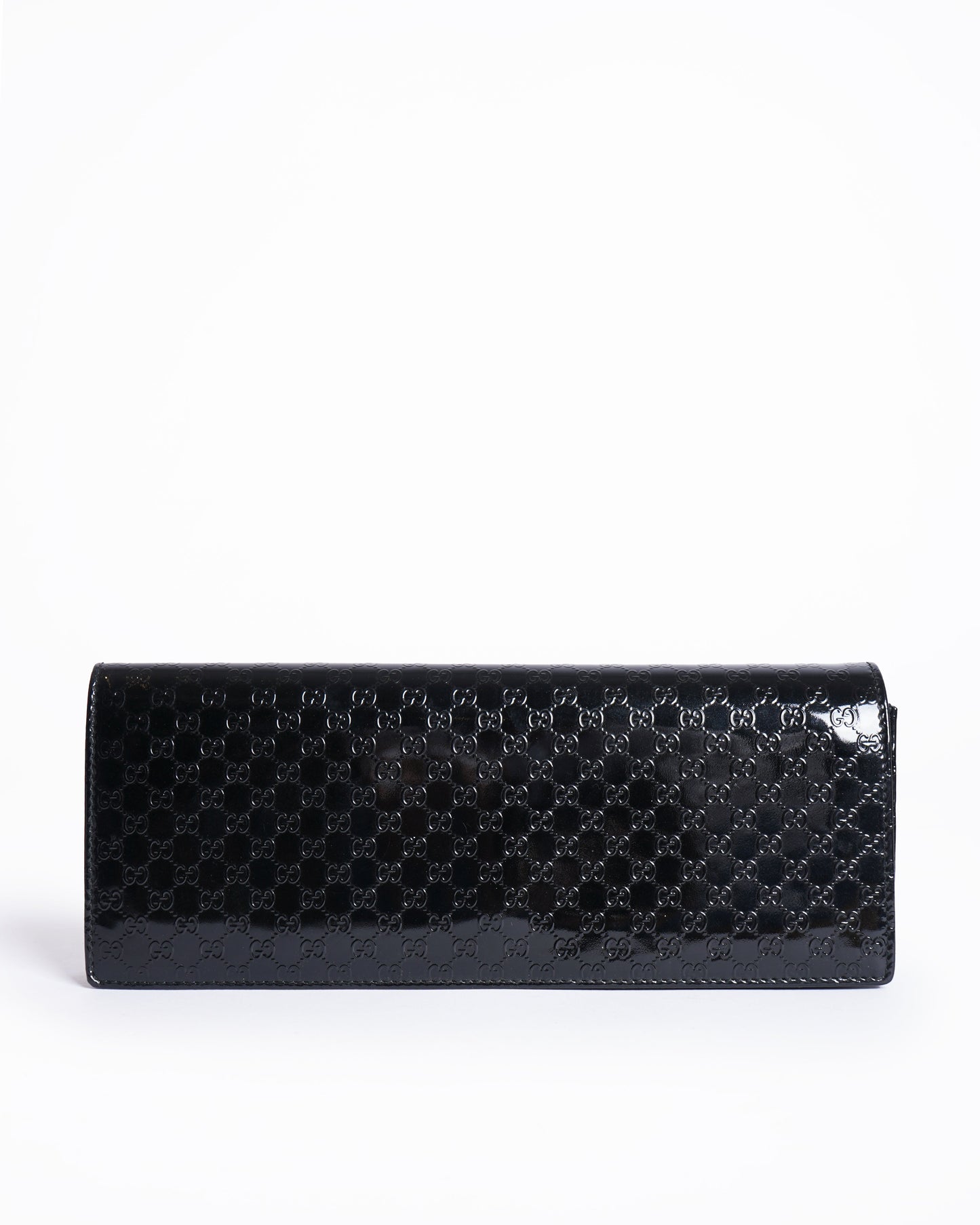 Gucci microguccissima patent leather long wallet in black