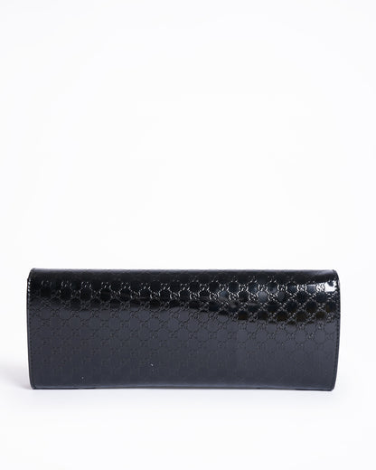 Gucci microguccissima patent leather long wallet in black