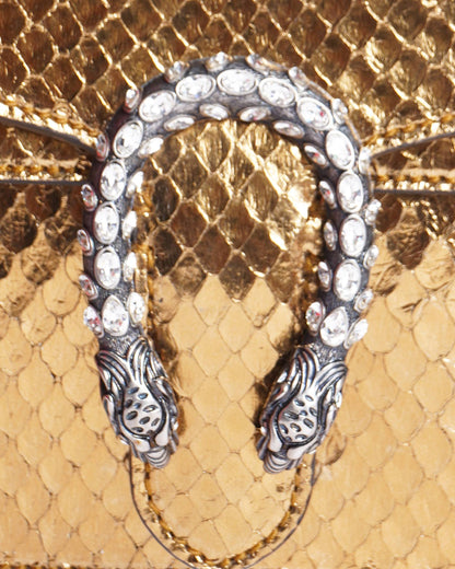 Gucci Dionysus Mini Python Shoulder Bag In Gold Tone