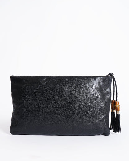 Gucci bamboo pebbled leather bag