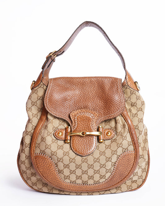 Gucci Canvas & Leather Pelham Hobo Bag
