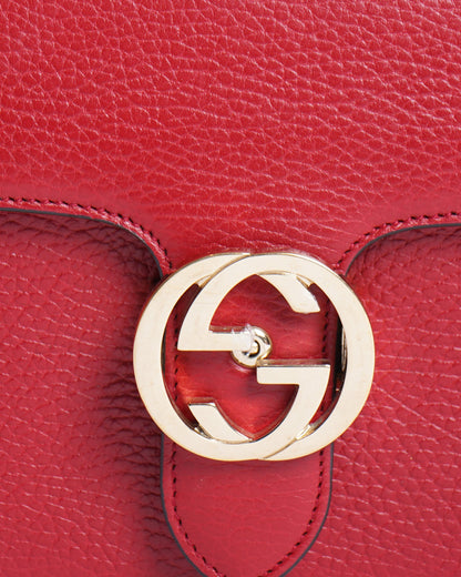 Gucci Red Interlocking Chain Leather Shoulder Bag