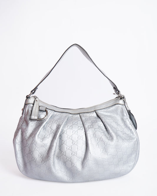 Gucci Guccissima Sukey Medium Shoulder Bag In Silver