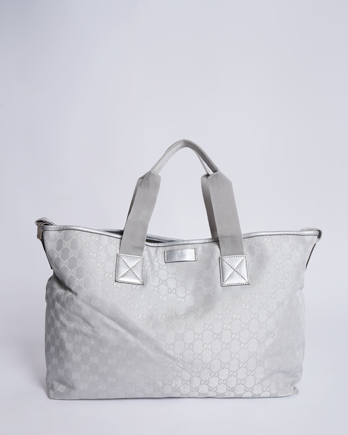 Gucci Silver GG Canvas Travel Bag Silver