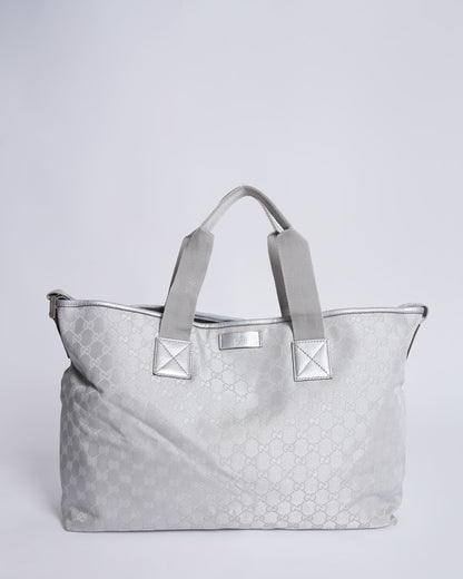 Gucci Silver GG Canvas Travel Bag Silver