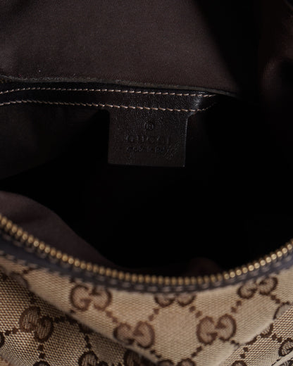 Gucci Beige/Dark Brown GG Canvas and Leather Medium Pelham Hobo