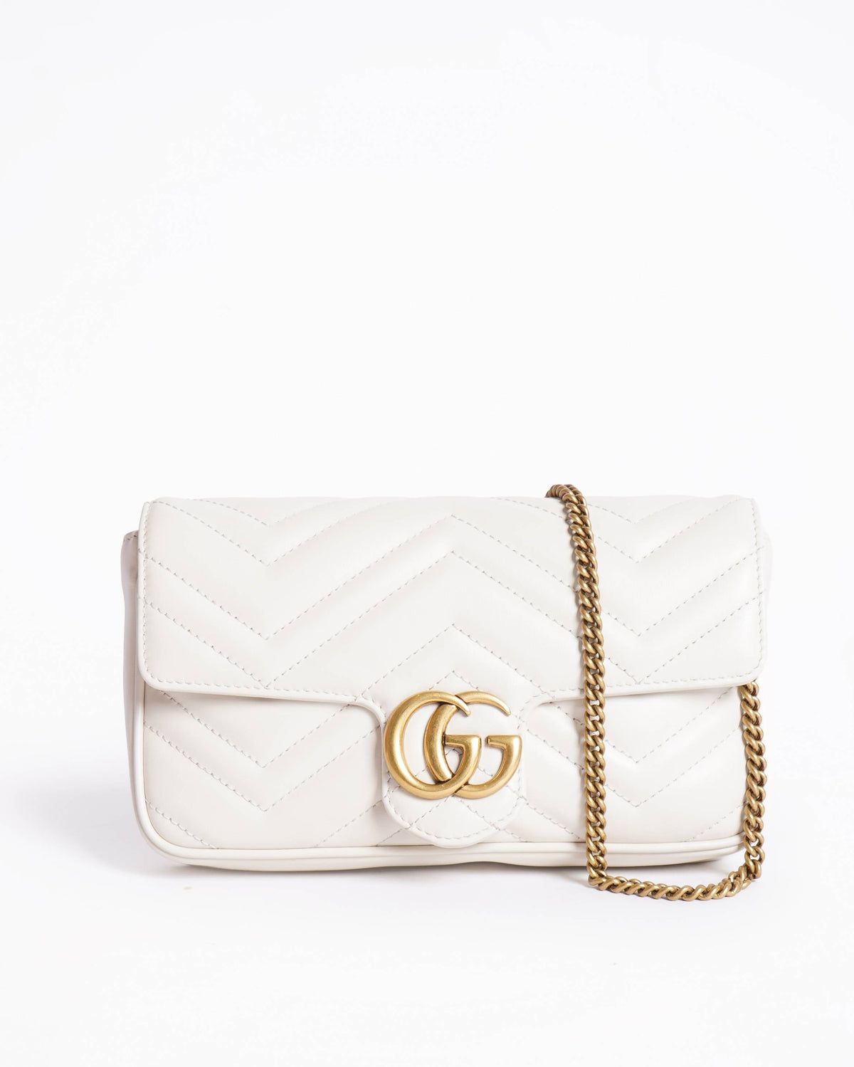 New Gucci Marmont GG Small White Matelassé Crossbody Bag