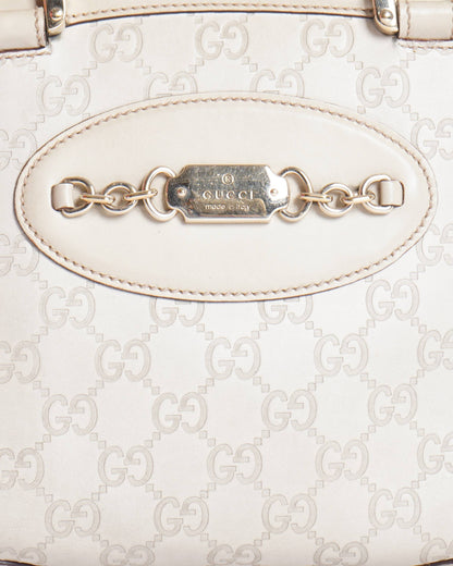 Gucci Off White Guccissima Leather Large Punch Satchel