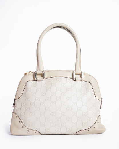 Gucci Off White Guccissima Leather Large Punch Satchel