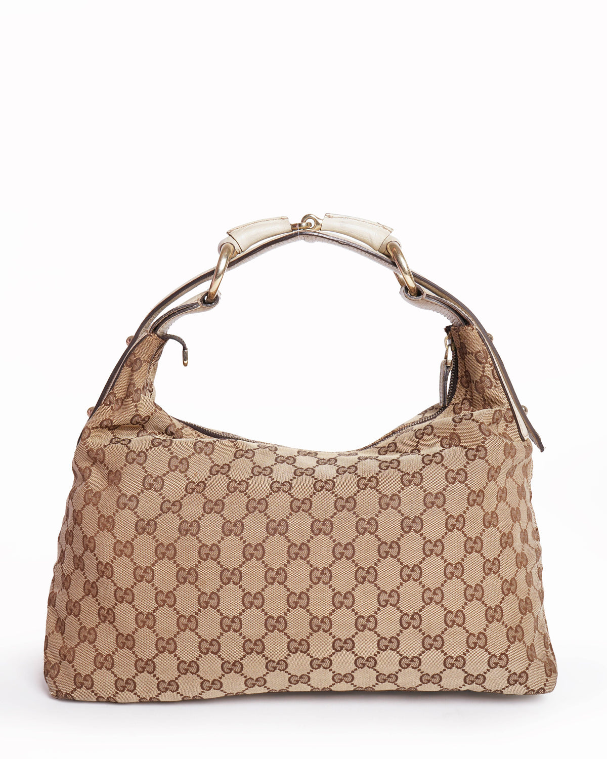 Gucci beige GG Monogram Canvas & Leather hobo bag