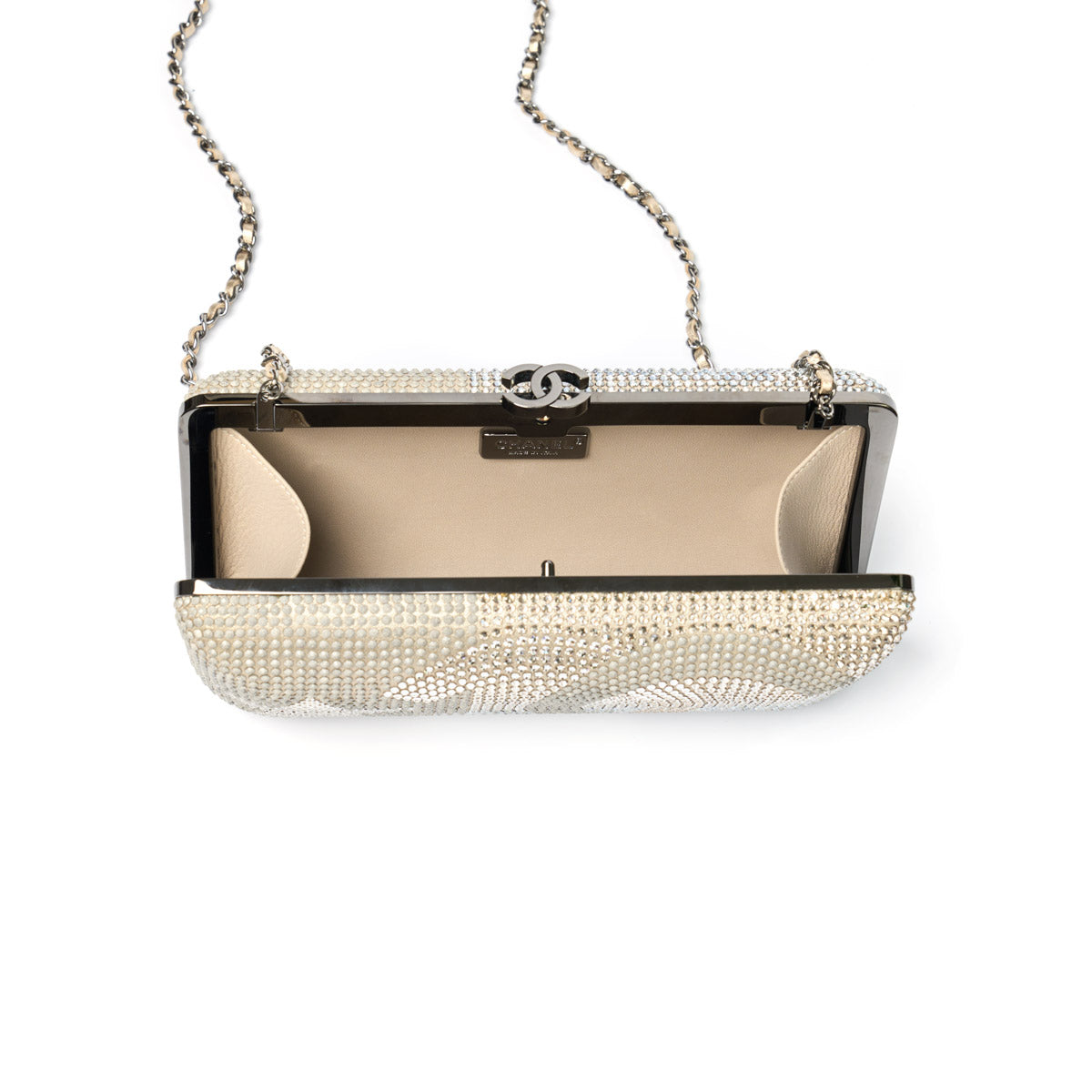 Metallized Lambskin Embellished with Strass Paris-Dallas Clutch