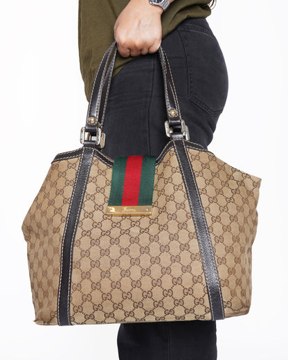 Gucci GG Canvas and Leather Medium Tote