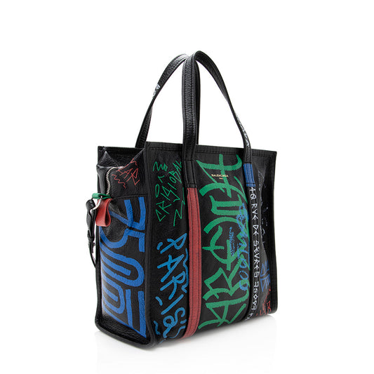 Balenciaga Agneau Graffiti Bazar Small Shopper Tote (SHF-19563)