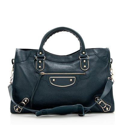Balenciaga Agneau Metallic Edge City Satchel (SHF-17832)