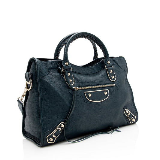 Balenciaga Agneau Metallic Edge City Satchel (SHF-17832)