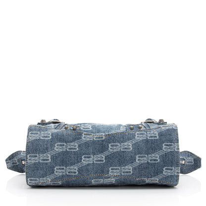 Balenciaga BB Monogram Denim Neo Cagole City XS Satchel (SHF-23464)