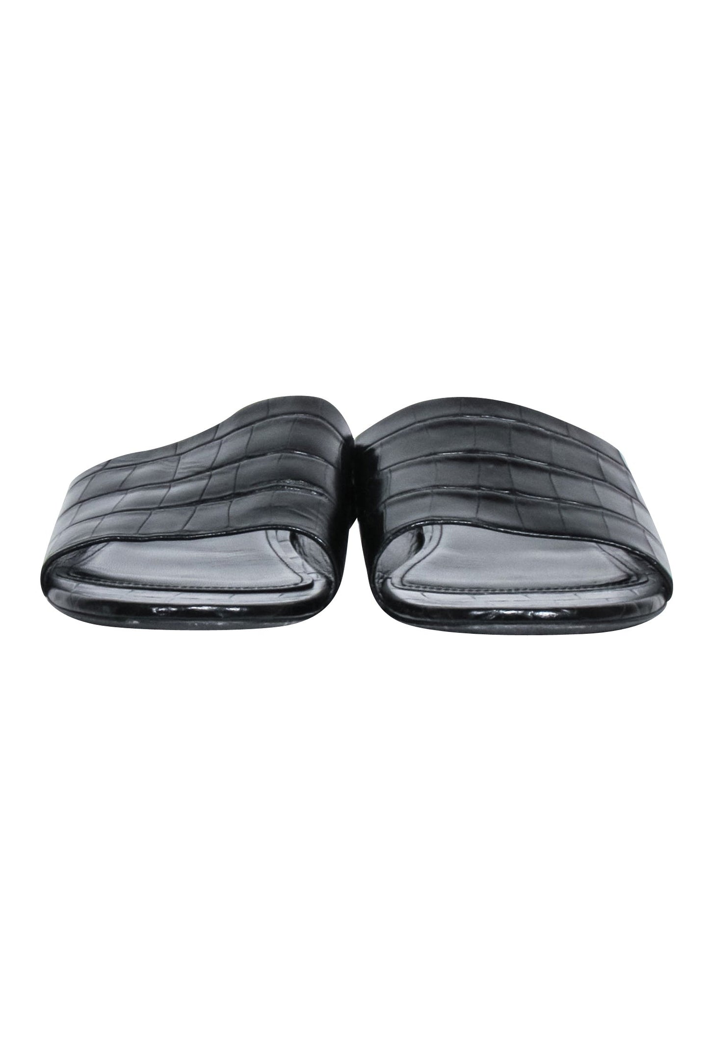 Balenciaga - Black Croc Embossed Slide Sandals Sz 7.5