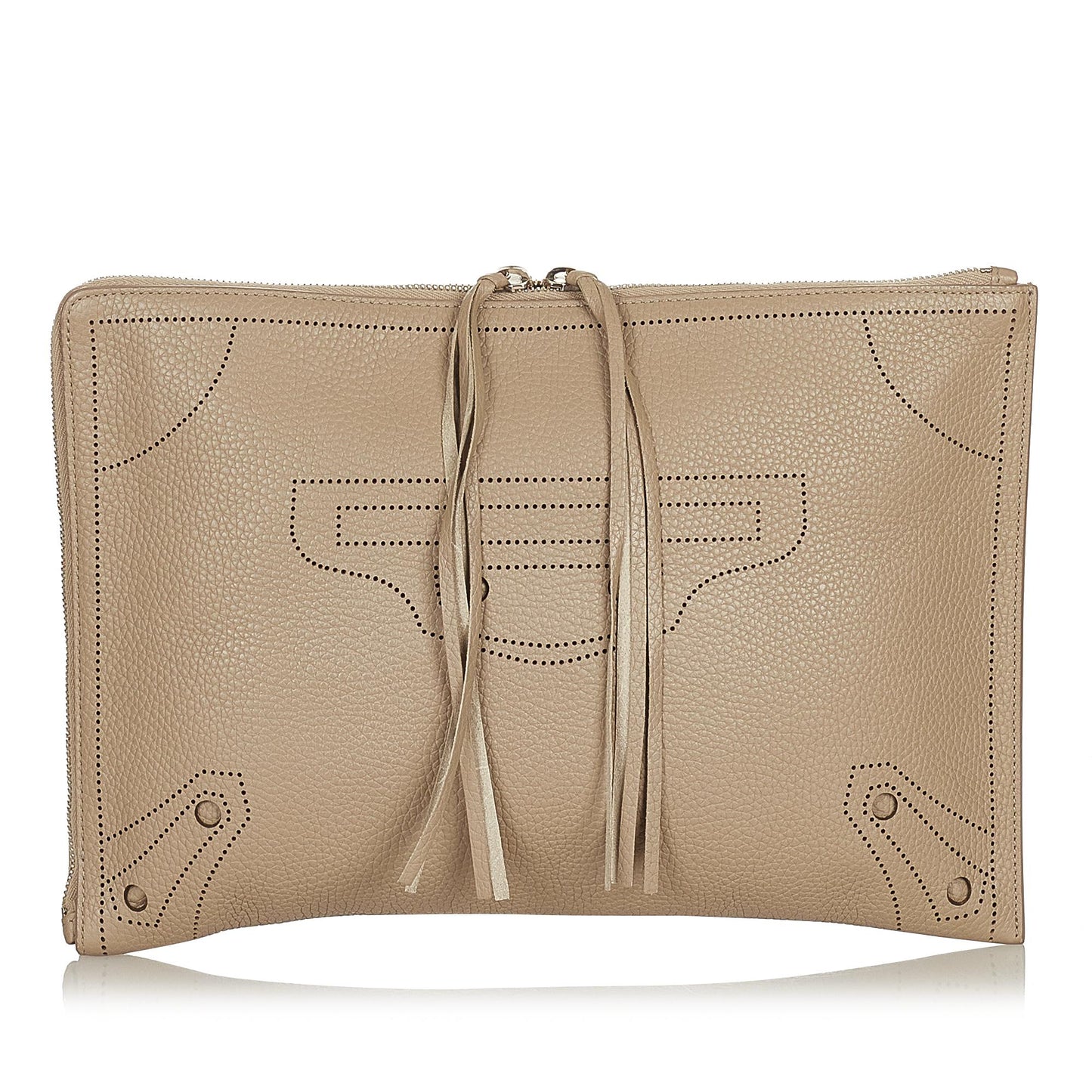 Balenciaga Blackout Zip Leather Clutch Bag (SHG-37475)