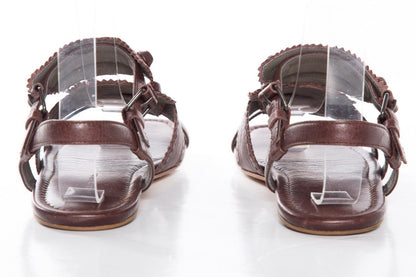 Balenciaga Brown Leather Arena Multistrap Sandals SZ 35.5