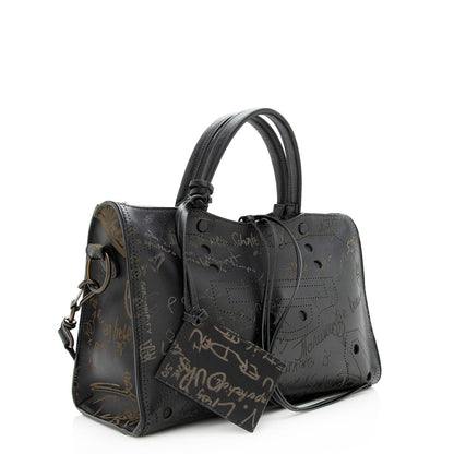 Balenciaga Calfskin Blackout Graffiti City Small Satchel (SHF-19896)