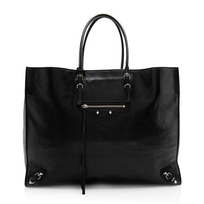 Balenciaga Calfskin Papier A4 Zip Around Tote (SHF-21607)