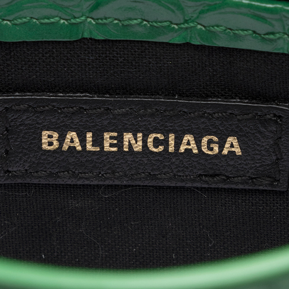 Balenciaga Croc Embossed Calfskin Metallic Edge City Nano Satchel (SHF-19953)