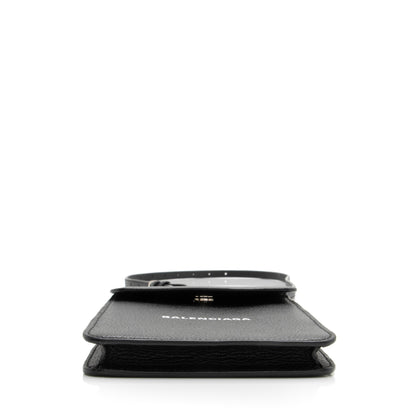 Balenciaga Grained Calfskin Logo Cash Phone Card Holder Flap Bag (SHF-23466)
