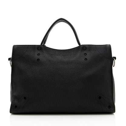 Balenciaga Leather Blackout City Satchel (SHF-16522)