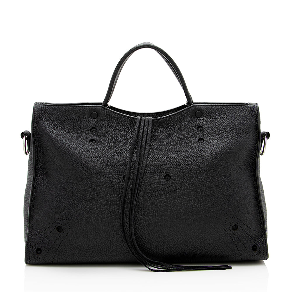 Balenciaga Leather Blackout City Satchel (SHF-16522)