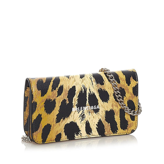 Balenciaga Leopard Print Leather Shoulder Bag (SHG-27193)