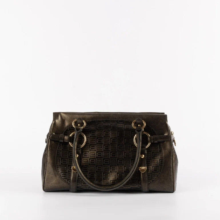 Balenciaga Logo Embossed Leather Shoulder Bag