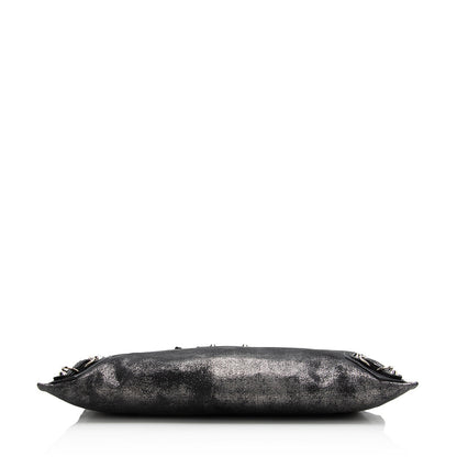 Balenciaga Metallic Calfskin Milky Way Papier Clutch (SHF-21705)