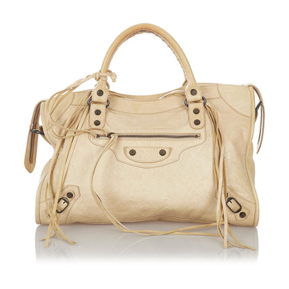 Balenciaga Motocross Classic City Lambskin Leather Satchel (SHG-26903)