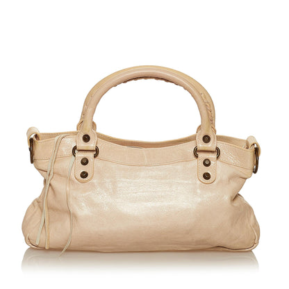Balenciaga Motocross Classic City Lambskin Leather Satchel (SHG-29309)
