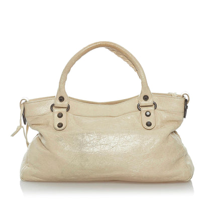 Balenciaga Motocross Classic First Lambskin Leather Satchel (SHG-30598)