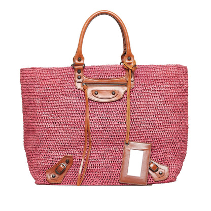 Balenciaga Motocross Classic Raffia Tote (SHG-XaZ3ub)
