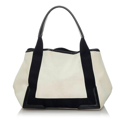 Balenciaga Navy Cabas Canvas Handbag (SHG-33816)
