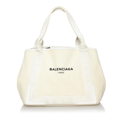 Balenciaga Navy Cabas S Canvas Tote Bag (SHG-29833)